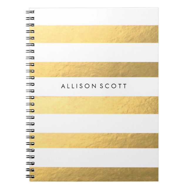 White And Gold Personalised Notebook (Front)
