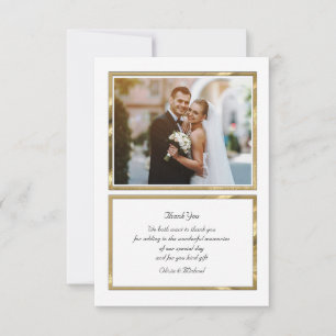 White and Gold Photo Thank You Card