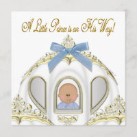 White and Gold Prince African American Baby Shower