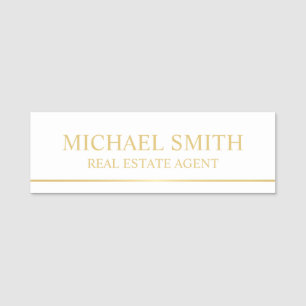 White and Gold Professional Personalised Name Tag