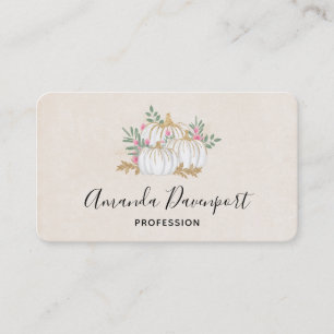 White and Gold Pumpkins Watercolor Business Card