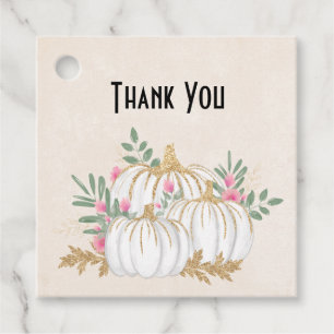 White and Gold Pumpkins Watercolor Thank You Favour Tags