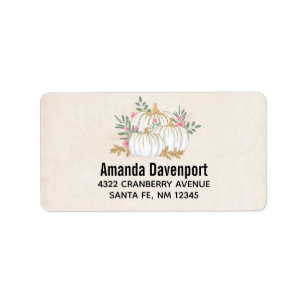 White and Gold Pumpkins Watercolor Thanksgiving Label