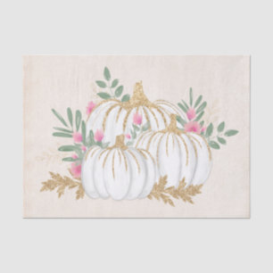 White and Gold Pumpkins Watercolor Tissue Paper