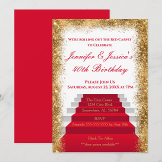White and Gold Red Carpet Birthday Invitation