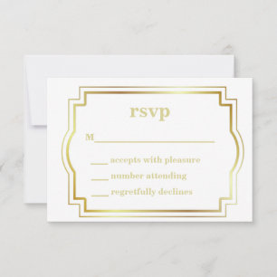 White and Gold RSVP Card