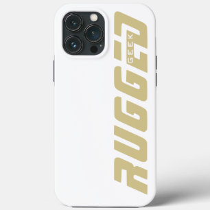 white and gold RUGGED GEEK iPhone 13 Pro Max Case