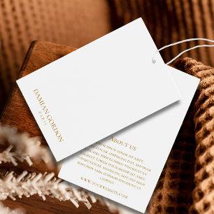 White and gold simple business branding Hang Tags