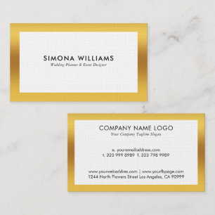 White and gold simple design business card
