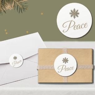 White and Gold Snowflake Sticker Peace