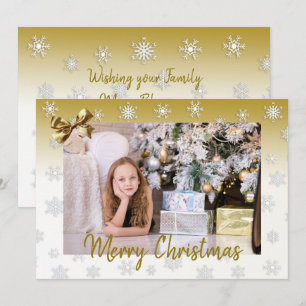 White and Gold Snowflakes Elegant Christmas Card