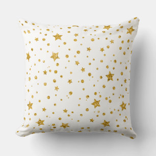White and Gold Starry Night  Cushion