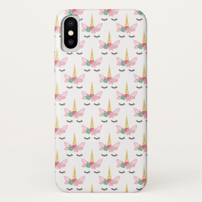 White and Gold Unicorn Face Pattern Case-Mate iPhone Case (Back)
