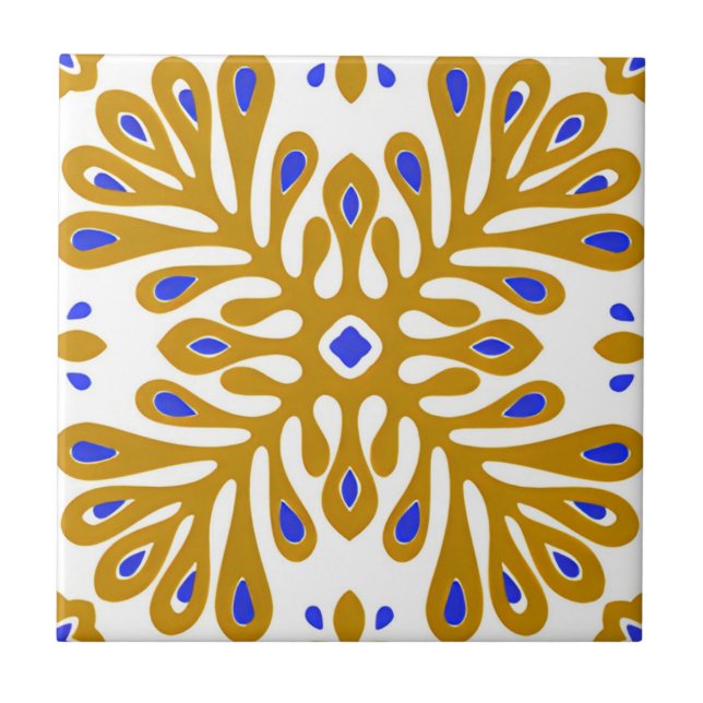 white and gold wall tiles yellow flowers with gree (Front)
