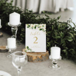 White and Gold Watercolor Floral Personalised Table Number<br><div class="desc">This beautiful floral table number card features watercolor flowers and your custom text on both sides of the card. Use the template to fill in your information. The "Customise further" feature can be used to change the font (size,  style,  colour),  add more lines of text or change the layout.</div>