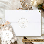 White and Gold Wedding Envelope Seal / Favour<br><div class="desc">Elegant white and gold wedding sticker, great for envelope seal of favour label. Ability to add any message you like on top and bottom outer rim, great for couple's names and address for envelope seal, or for thank you message and date for favours. Centre with couple's initials with "and" in...</div>