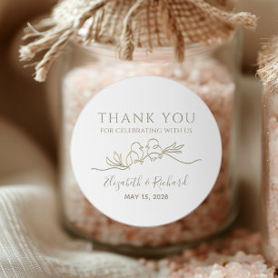 White and Gold Wedding Thank You Favour Classic Round Sticker