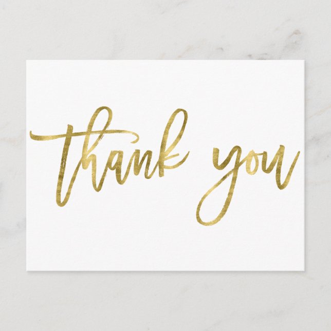 White And Gold Wedding Thank You Postcards (Front)