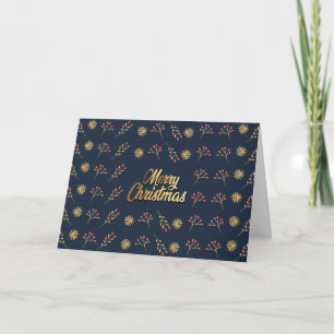 White and Golden Ball With Snow Merry Christmas Holiday Card