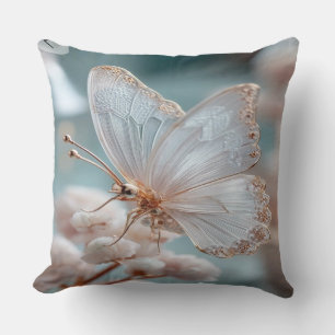 White and Golden Butterfly– Elegant Floral Home Ac Cushion
