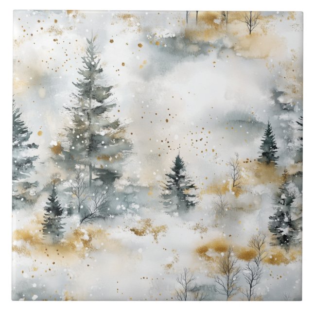 White And Golden Cosy Christmas  Tile (Front)