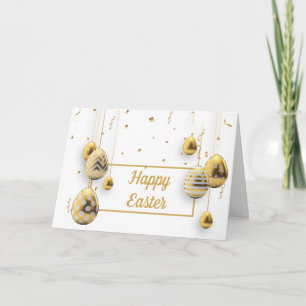 White and Golden Easter Eggs Greeting Card