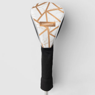 White and Golden Marble Golf Head Cover