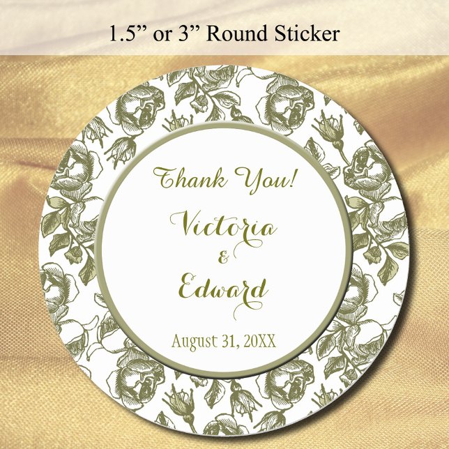 White and Golden Roses Custom Thank You Stickers (Zazzle White and Golden Roses Round Custom Thank You Stickers)