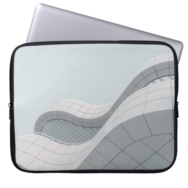 WHITE AND GRAY BUILDING STRUCTURE LAPTOP SLEEVE (Front)