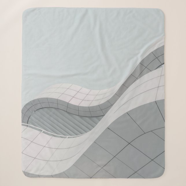 WHITE AND GRAY BUILDING STRUCTURE SHERPA BLANKET (Front)