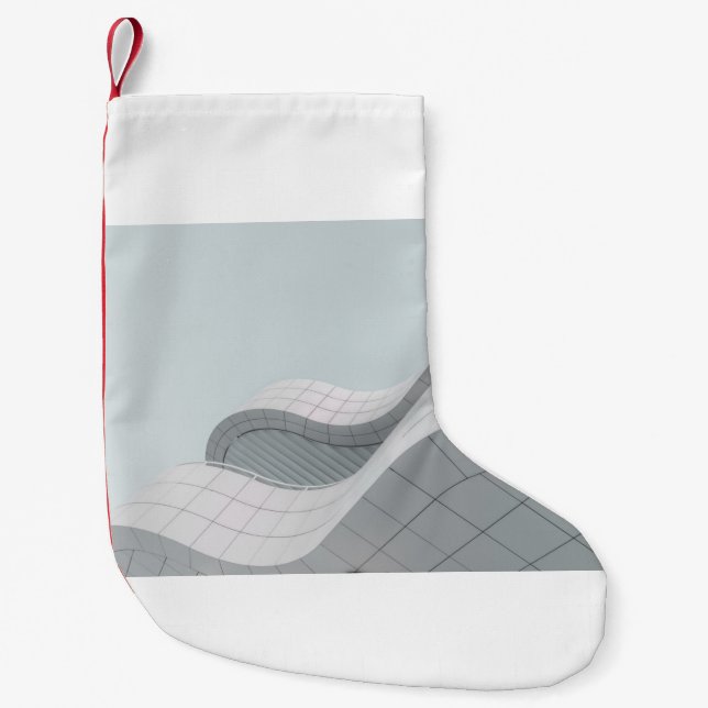 WHITE AND GRAY BUILDING STRUCTURE SMALL CHRISTMAS STOCKING (Front)