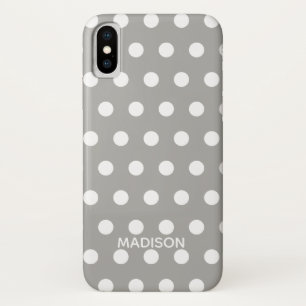 White and Gray polka dot  Personalized Name Case-Mate iPhone Case