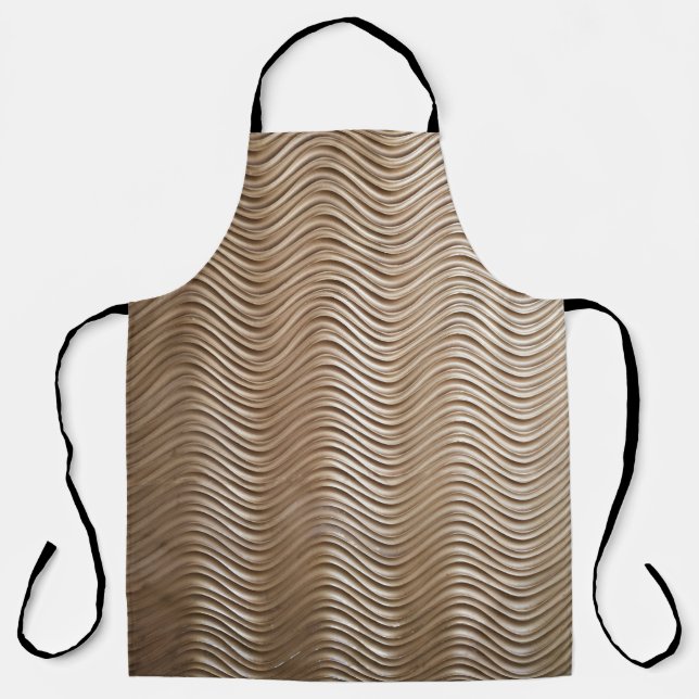 White and gray striped textile apron (Front)