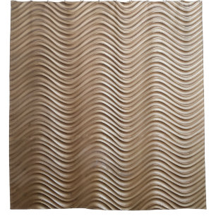 White and gray striped textile shower curtain
