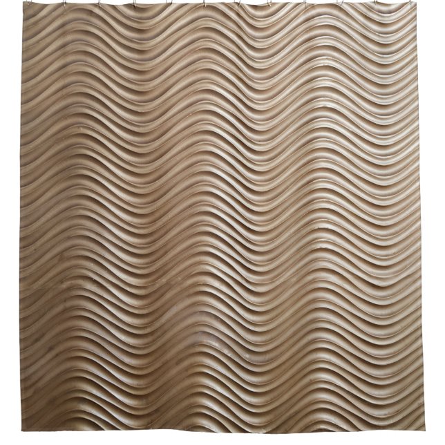 White and gray striped textile shower curtain (Front)