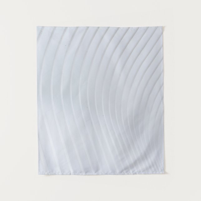 White and gray striped textile tapestry (Front)