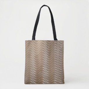 White and gray striped textile tote bag