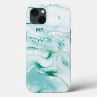 White and gree marble swirls