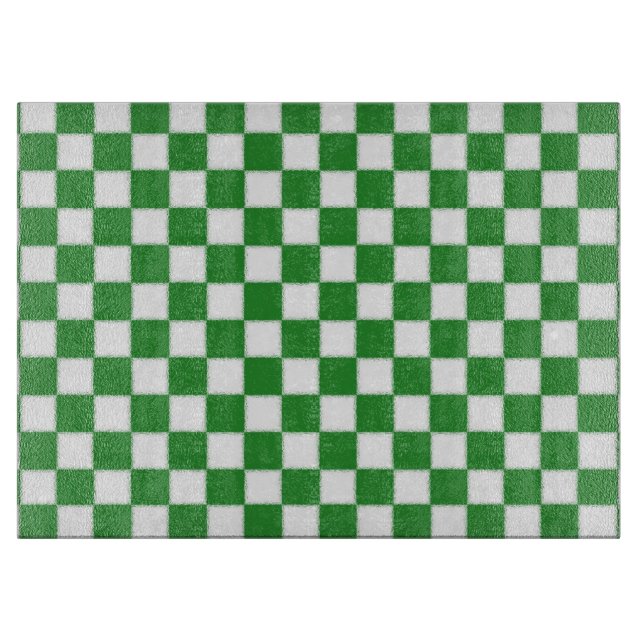 White and Green Chequered Cutting Board (Front)