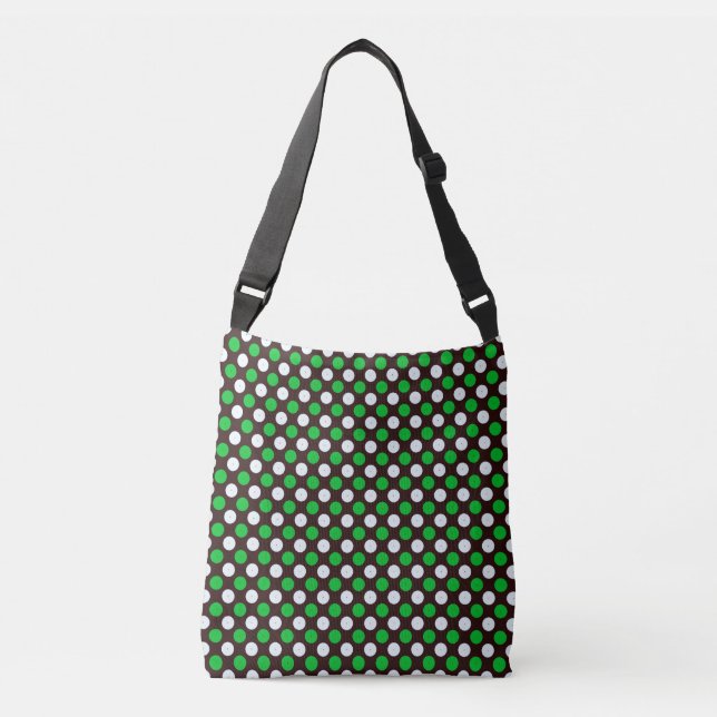 White and Green Circular Seamless Pattern Crossbody Bag (Front)