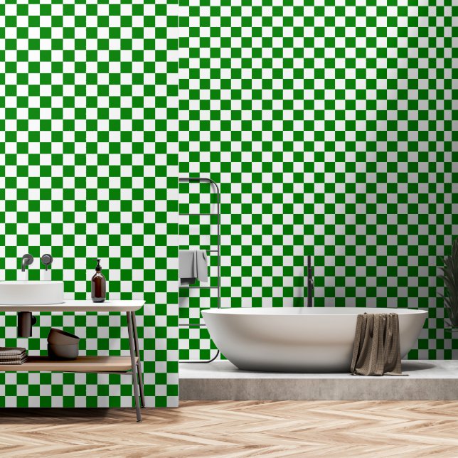 White and green colour peel and stick wallpaper (Bathroom)