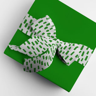 White and Green Dashing Dots Grosgrain Ribbon