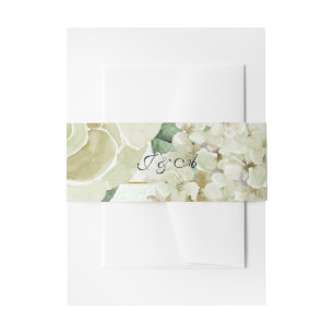 White and Green Floral Belly Band Wedding Invitation Belly Band