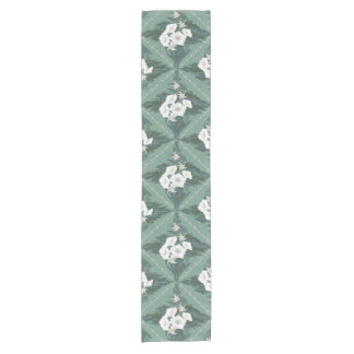 White and Green Floral Table Runner