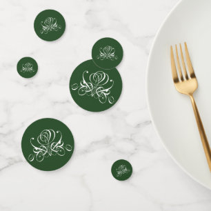 White and Green Flourish Rose Confetti