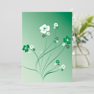White And Green Flowers Invitation
