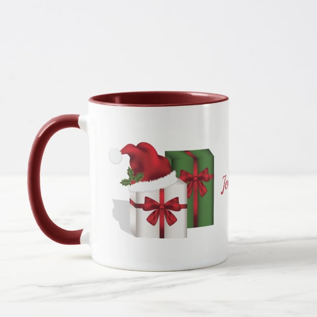 White And Green Gift Boxes With A Custom Name Mug (Left)