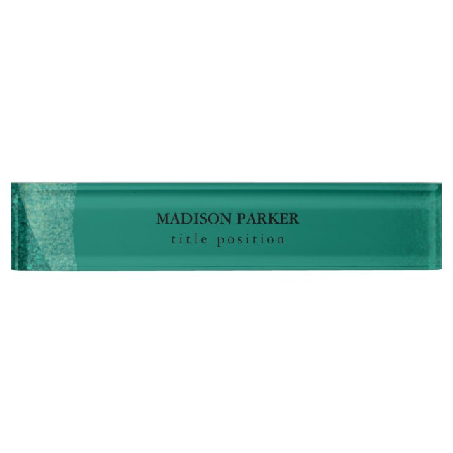 White and Green Glitter  Nameplate (Front)