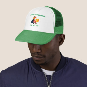 White and Green Merry Christmas Wishes Printed-Cap Trucker Hat