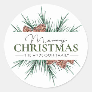 White and Green Minimalist    Classic Round Sticker